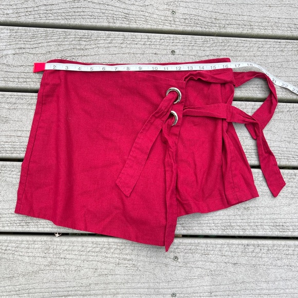 Altar’d State: Dark Red Tie/Wrap Skort. Size Large. - Picture 6 of 9